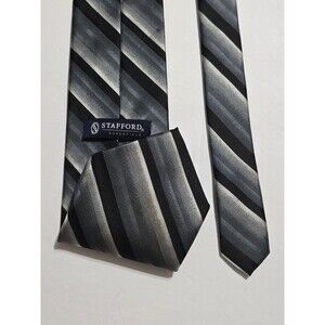Stafford Essentials Mens Necktie 100% Polyester Striped Tie 3.5x59